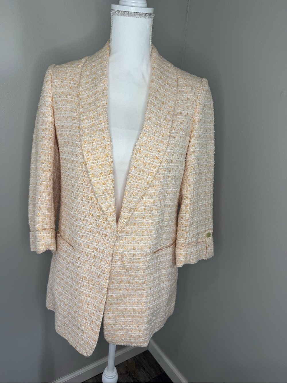 Anne Klein Tweed Blazer with Shawl Lapel